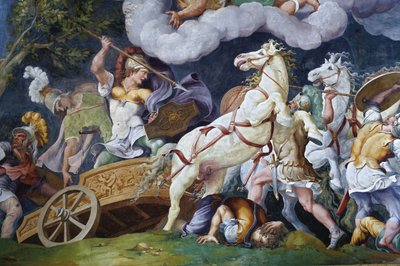 Diomedes bojující proti Phegeovi a Idaiovi. od Giulio Romano