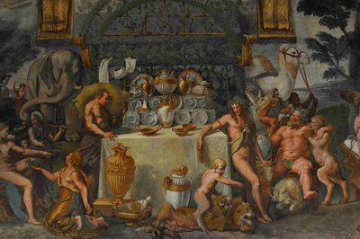 Detail fresky z Komory Amor a Psyche, 1526-1534 od Giulio Romano