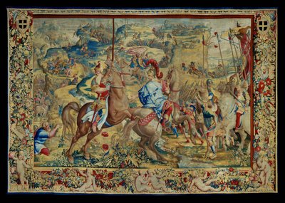 Příběh Scipiona: Bitva na náhorní plošině, čtvrtý díl tapiserie, vlna a hedvábí, tapiserie ... od Giulio Romano