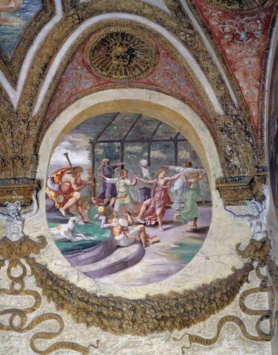 Jedna z fresek z komnaty větrů nebo zvěrokruhu od Giulio Romano