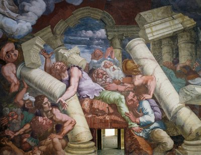 Rebelští obři sražení zřícením budovy od Giulio Romano