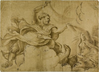 Studie pro Jupiter vrhající blesky od Giulio Romano
