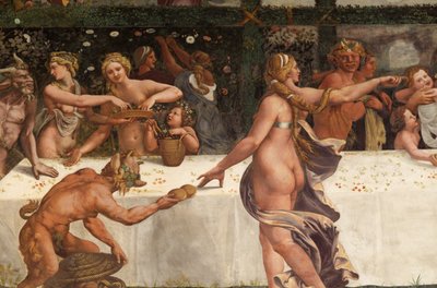 Svatební hostina Amor a Psyché, detail od Giulio Romano