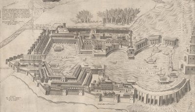 Zrcadlo římské velkoleposti: Pohled z ptačí perspektivy na římský přístav, 1554., 1554. od Giulio de Musi