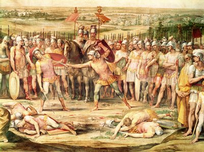 Bitva mezi Horatii a Curiatii (freska) od Giuseppe Cesari