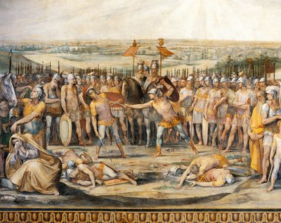 Boj mezi Horatii a Curiatii, Giuseppe Cesari (1568-1640), freska, Hall of Horatii a Curiatii, Palácové konzervatoře, Řím, Římské království, Itálie od Giuseppe Cesari