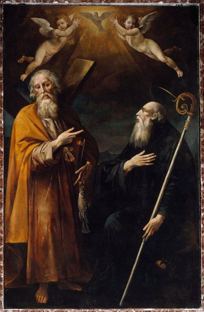 Reprezentace Saint Andre a Saint Benedict of Nursie (Malba od Giuseppe Cesari