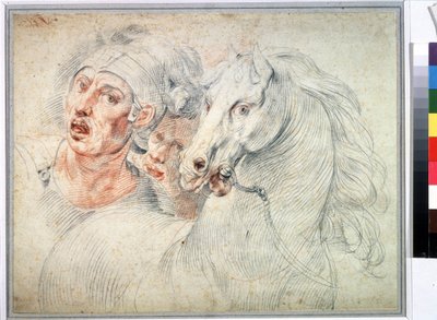Studie koně a dvou vojáků. Sanguine od Giuseppe Cesariho (1568-1640) Puškinovo muzeum ze 17. století, Moskva od Giuseppe Cesari