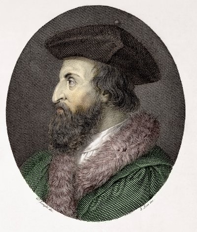 Portrét italského lékaře, básníka a humanisty Girolama Fracastora (Hieronymus Fracastorius nebo Jerome Fracastor) (1478/83-1553) Rytina Soukromá sbírka od Giuseppe (after) Longhi