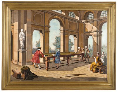 Císařská plaketa Hráči kulečníku, asi 1752-55 (pietra dura) od Giuseppe (after) Zocchi