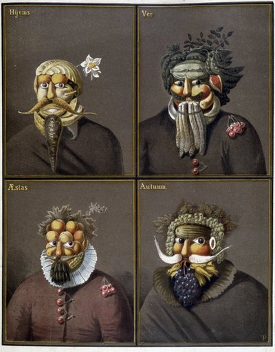 Čtyři roční období: muži se zeleninovými hlavami na způsob Giuseppe Arcimbolda. od Giuseppe (style of) Arcimboldo