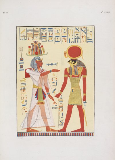 Menphtah II, nástupce Ramsese II., ilustrace z „Památníků Egypta a Núbie...“, od Ippolita Roselliniho od Giuseppe Angelelli