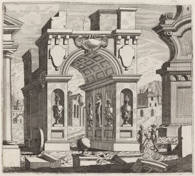 Architektonická fantazie s triumfálním obloukem od Giuseppe Antonio Landi