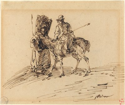 Jezdec s rolníkem od Giuseppe Bernardino Bison