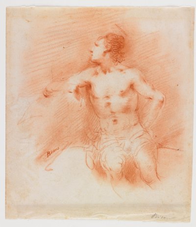 Studie eines sitzenden jungen männlichen Aktes od Giuseppe Bernardino Bison