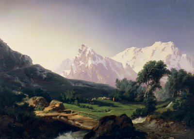 Alpské vrcholy, Gressoney Valley, Giuseppe Camino (1818-1890) od Giuseppe Camino