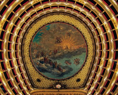 Strop namaloval Giuseppe Cammarano (1766-1850), Teatro San Carlo (Královské divadlo svatého Karla), Neapol, Kampánie, Itálie od Giuseppe Cammarano
