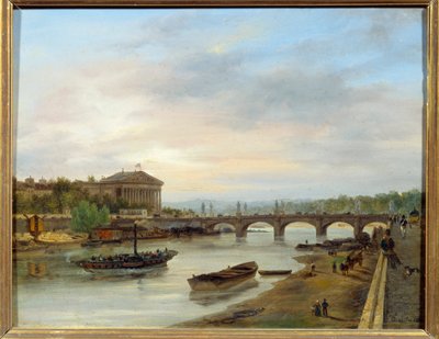 Palais Bourbon a Pont Louis XVI (Pont de la Concorde) při pohledu z Quai des Tuileries v Paříži. Obraz Giuseppe Canella (1788-1847) EC.ITAL. od Giuseppe Canella