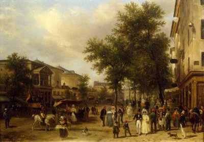 Pohled na pařížský bulvár Montmartre [s Théâtre des Variétés a Passage des Panoramas]. od Giuseppe Canella