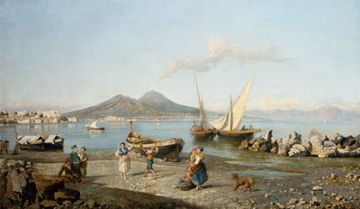 Pohled na Neapolský záliv (olej na plátně) od Giuseppe Carelli