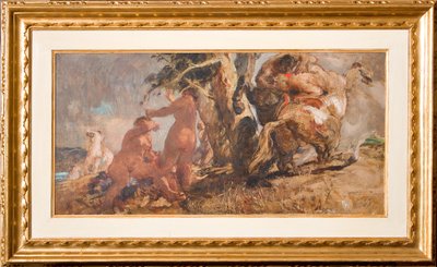 The Lathers and a Kentaur (olej na překližce) od Giuseppe Graziosi