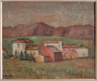 Vesnice na úpatí hor (olej na plátně) od Giuseppe Graziosi