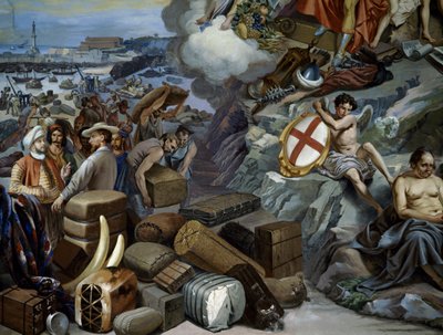 Ligurský obchod, obraz Giuseppe Isola (1808-1893), Itálie od Giuseppe Isola
