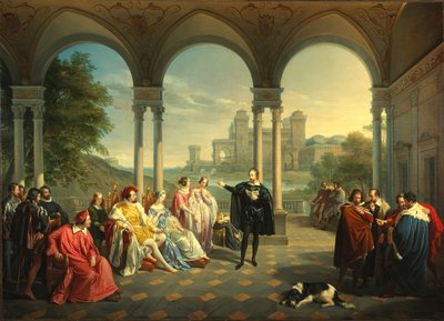 Torquato Tasso čte La Gerusalemme Liberata na dvoře Ferrara, 1841. od Giuseppe Mancinelli