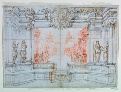 Kreslení, scénografie: Balet Cele, 1674 od Giuseppe Maria Mitelli