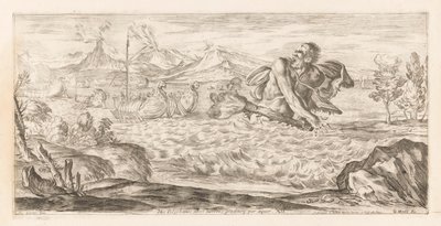 Polyphemus achtervolgt de vloot van Aeneas Zde je přítomen Polyphemus, příšerný, kráčí po pláni (název na předmětu) Omzwervingen van Aeneas (název série) L