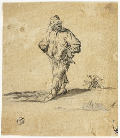 Stojící rolník se vztyčenými pažemi od Giuseppe Maria Mitelli