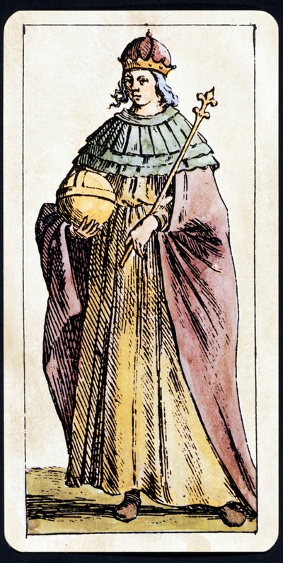 Papesse Jeanne zobrazená na rukopisu hry Tarot od C.M.Mitelliho od Giuseppe Maria Mitelli