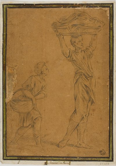 Dva chlapci nesoucí koše od Giuseppe Maria Mitelli