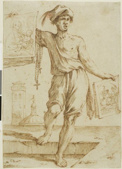 Prodavač růžence a posvátných obrázků od Giuseppe Maria Mitelli