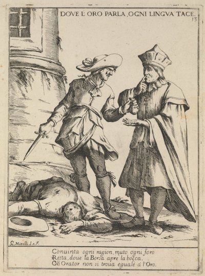 Kde zlato mluví, každý jazyk mlčí. Kde se mluví, každý jazyk mlčí, 1678 od Giuseppe Maria Mitelli