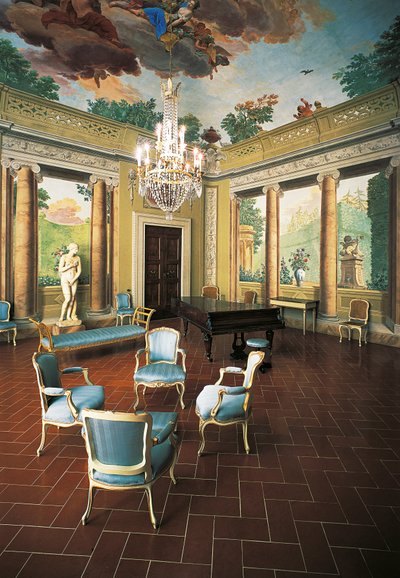 Fresky namalované v letech 1777-1778 Giuseppe Maria Terreni (1739-1811) v Pokoji čtyř ročních období, Villa del Poggio Imperiale (Villa of Imperial Hill), Florencie, Itálie od Giuseppe Maria Terreni