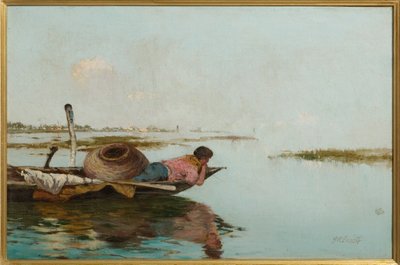 Klid, Benátská laguna (olej na plátně) od Giuseppe Miti Zanetti