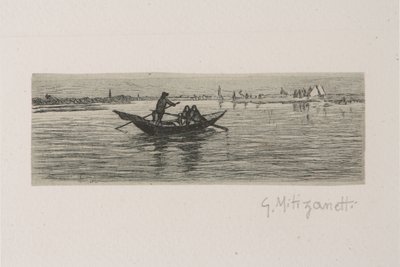 The Boatman (lept na bílém papíře) od Giuseppe Miti Zanetti