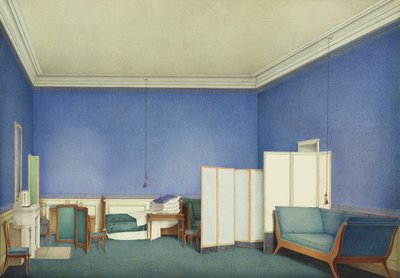 Ložnice generála hraběte Adama Alberta von Neipperga, druhého manžela Marie Louise Parmské, akvarel od Giuseppe Naudina (1792-1872) od Giuseppe Naudin