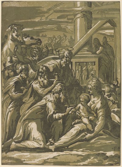 Klanění tří králů od Giuseppe Nicolo Vicentino, after Parmigianino