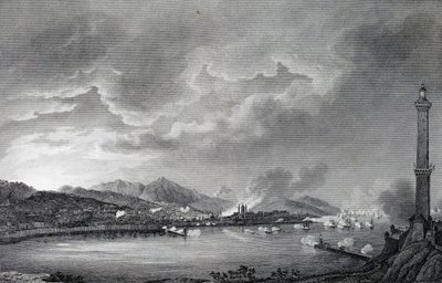 Bombardování Janova anglickou flotilou, 25. května 1800, ocelorytina z kresby Giuseppe Pietro Bagetti (1764-1831), Paříž od Giuseppe Pietro Bagetti