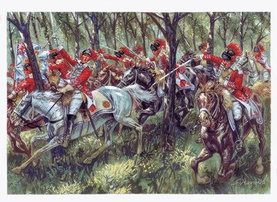 Americká válka za nezávislost (1775-1783): útok amerických osadníků - Americká revoluční válka - Ilustrace Giuseppe Rava od Giuseppe Rava