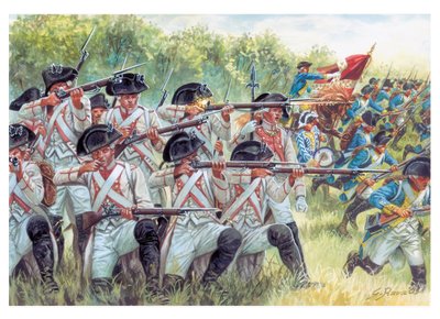 Americká revoluční válka: francouzské pluky bojující s Američany - Ilustrace Giuseppe Rava od Giuseppe Rava