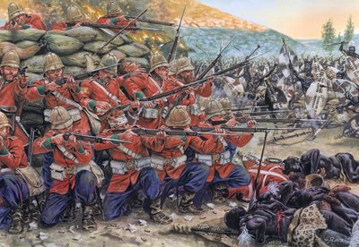 Anglo-Zulská válka: bitva u Rorkeho Driftu v lednu 1879 v Jižní Africe - Anglo-Zulská válka: bitva u Rorkeho Driftu v lednu 1879 - Ilustrace Giuseppe Rava od Giuseppe Rava