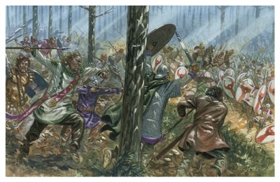 Přepadení římské legie Bagaudy v Galii od Giuseppe Rava