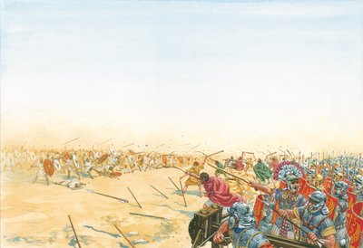 Bitva římských a maurských vojsk od Giuseppe Rava