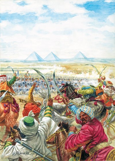 Tažení (výprava) do Egypta (1798-1801): 1798 - egyptské tažení: "Bitva u pyramid 21. 7. 1798: Bitva u pyramid (bitva u Embabehu) se odehrála 21. července 1779. od Giuseppe Rava