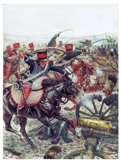 První císařství: útok brigády pod velením generála Pierra Margarona (1765-1824) v bitvě u Slavkova 2. 12. 1815 - První císařství: útok brigády pod velením generála Margarona v bitvě u Slavkova 2. prosince 1815 - Ilustrace od Giuseppe Rava