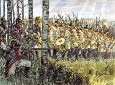 První císařství: vojáci rakouské pěchoty v předvoji kolem roku 1798 - 1805 - První císařství: vojáci rakouské pěchoty za pochodu od Giuseppe Rava