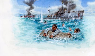 Francouzsko-thajská válka (1940-1941): námořní bitva mezi thajskou armádou generála Plaeka Pibulsonggrama dit Phibuna a francouzskou armádou vichistické vlády v Indočíně - Francouzsko-thajská válka: námořní bitva mezi Thajskem a vichistickou Francií - Illu od Giuseppe Rava